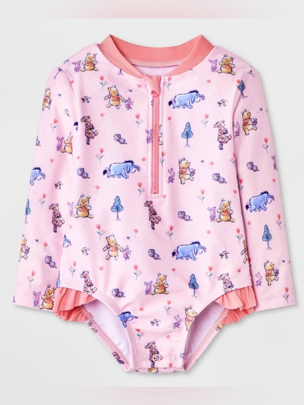 •DISNEY•NWT LIGHT PINK BABY GIRLS' DISNEYS WINNIE THE POOH ONE PIECE RASHGAURD